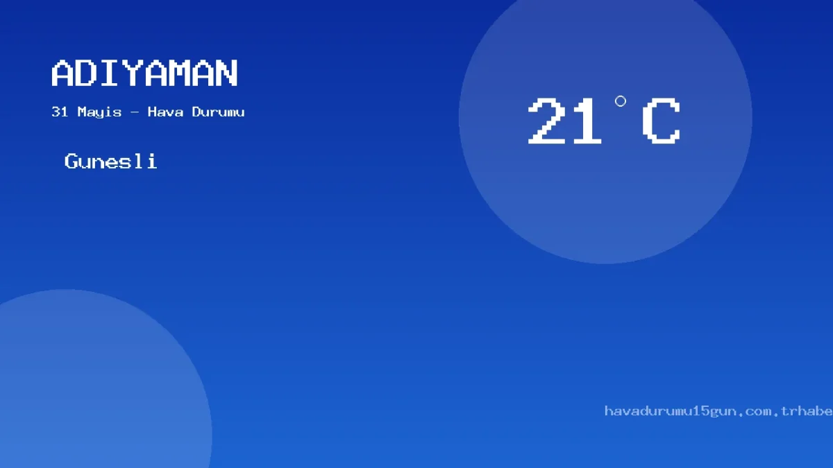 31 Mayıs Adıyaman Hava Durumu Raporu: Bugün Hava Nasıl?