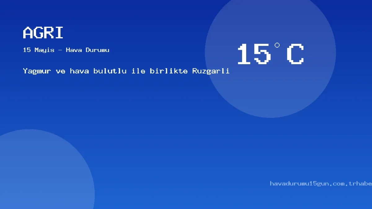 Ağrı Hava Durumu Raporu – 15 Mayıs