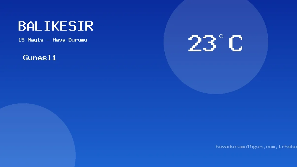 15 Mayıs Balıkesir Hava Durumu Raporu: Bugün Hava Nasıl?