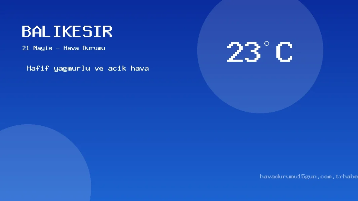 21 Mayıs Balıkesir Hava Durumu Raporu: Bugün Hava Nasıl?