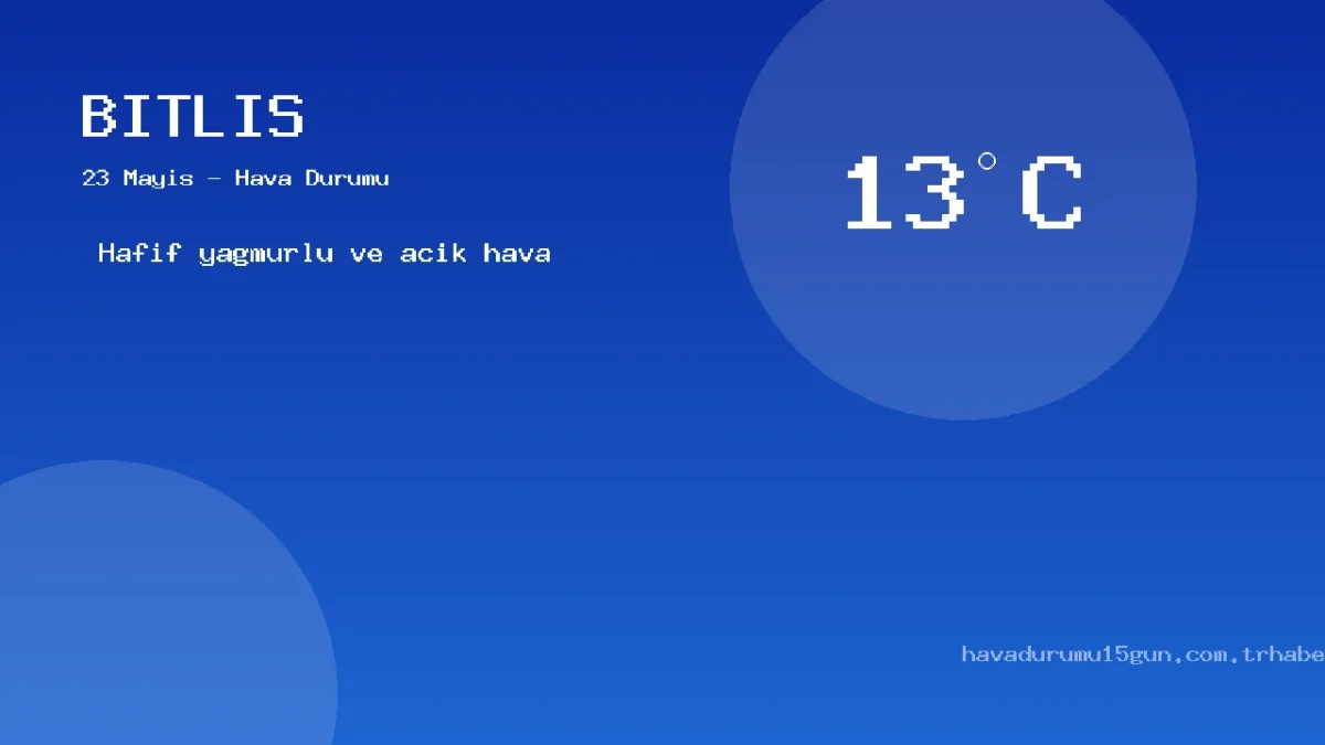 Bitlis Hava Durumu: 23 Mayıs İçin Saatlik Ve Günlük Tahminler