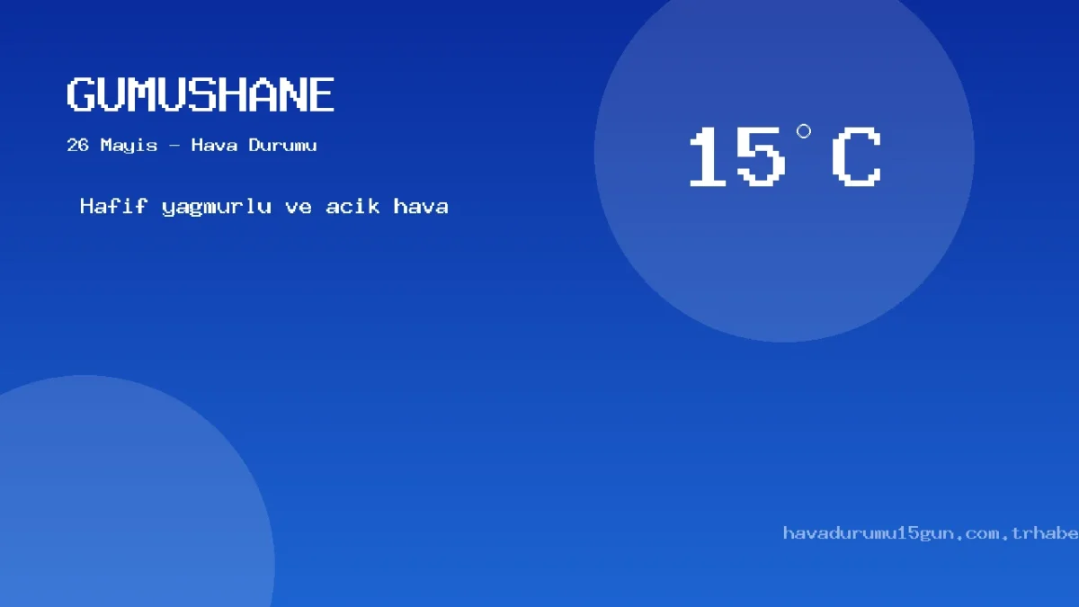 Gümüşhane Hava Durumu Raporu – 26 Mayıs