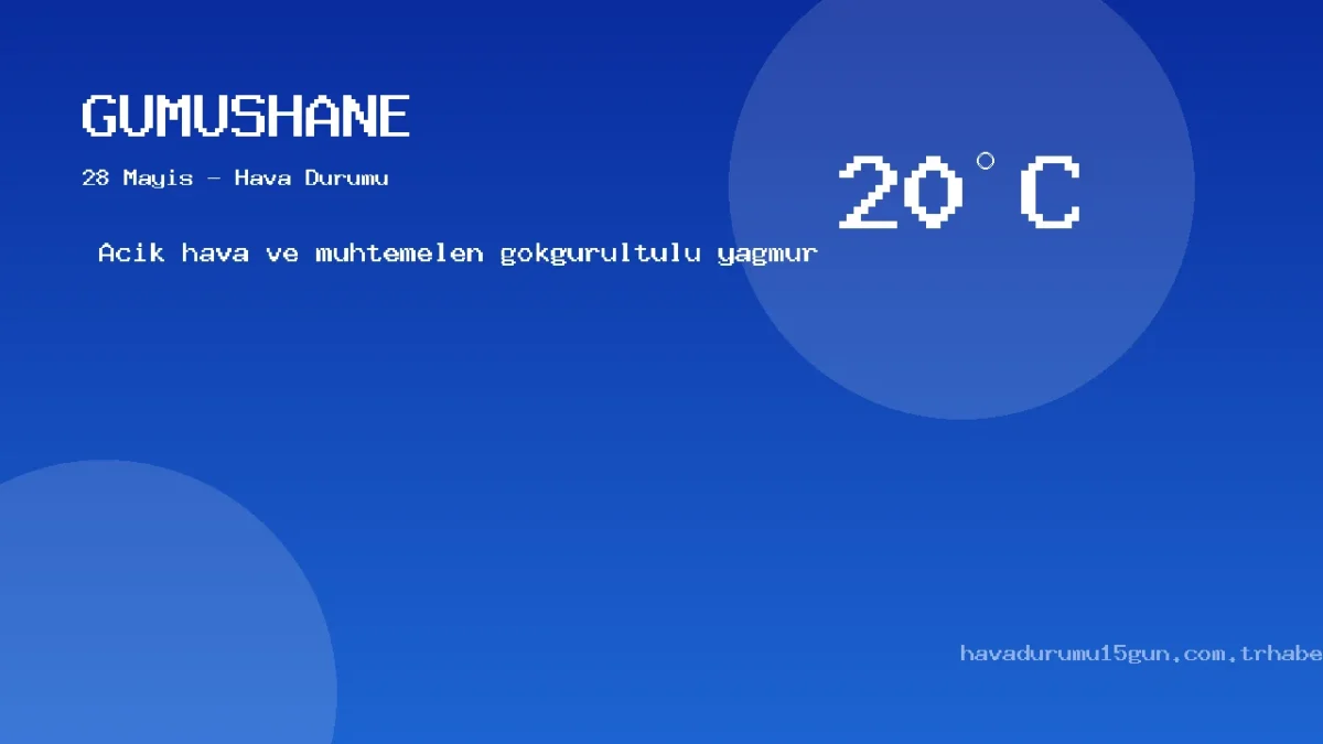 Gümüşhane Bugün Hava Nasıl Olacak? 28 Mayıs Hava Durumu Tahmini