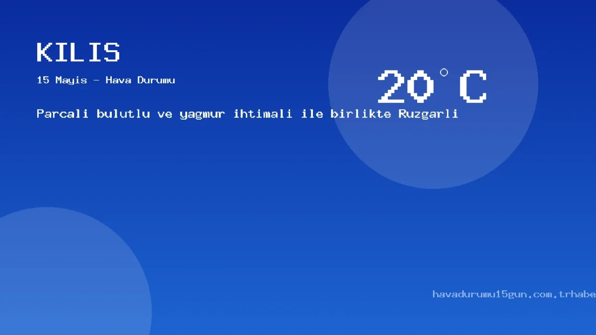 Kilis Hava Durumu: 15 Mayıs İçin Saatlik Ve Günlük Tahminler