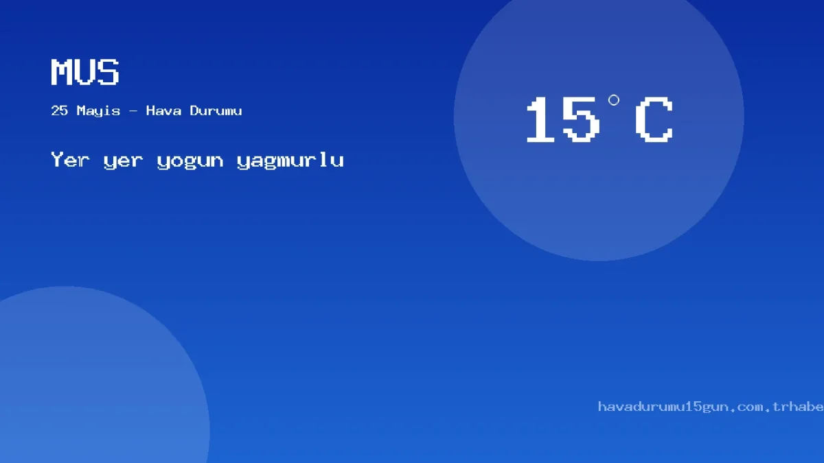 Muş Bugün Hava Nasıl Olacak? 25 Mayıs Hava Durumu Tahmini