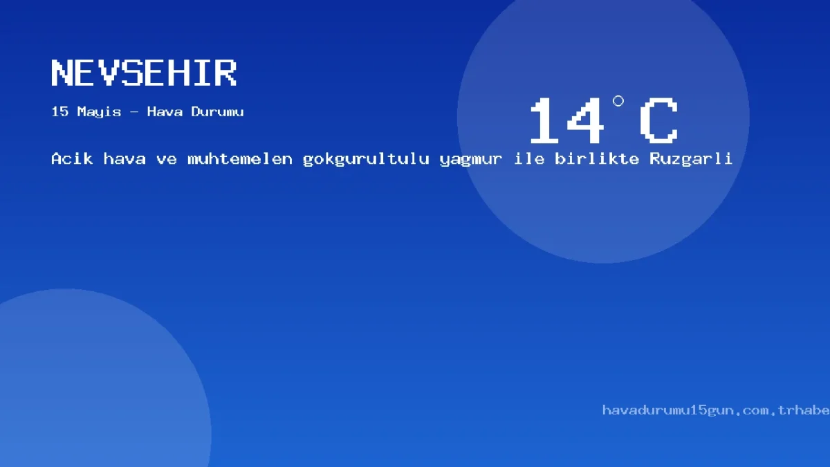 Nevşehir Meteoroloji Tahmini (15 Mayıs): Güncel Yağış Ve Sıcaklık Haritası