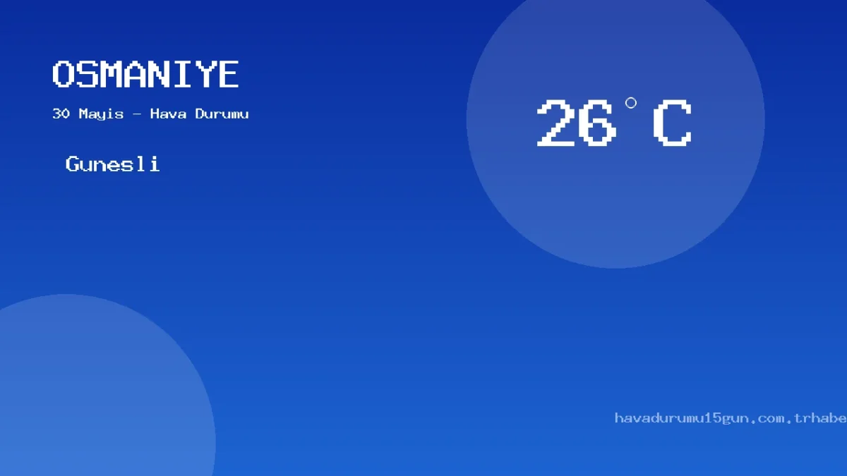Osmaniye Hava Durumu Raporu – 30 Mayıs