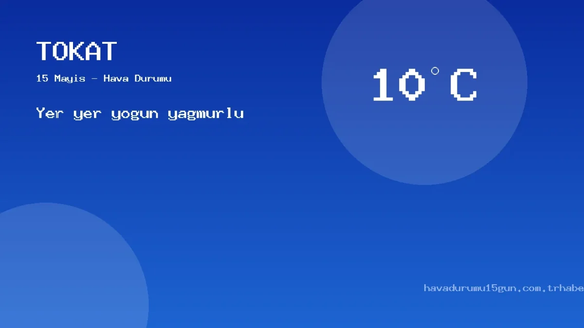 15 Mayıs Tokat Güncel Meteoroloji Verileri Ve Sıcaklık Analizi
