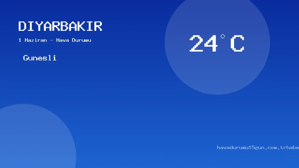1 Haziran Diyarbakır Hava Durumu Raporu: Bugün Hava Nasıl?