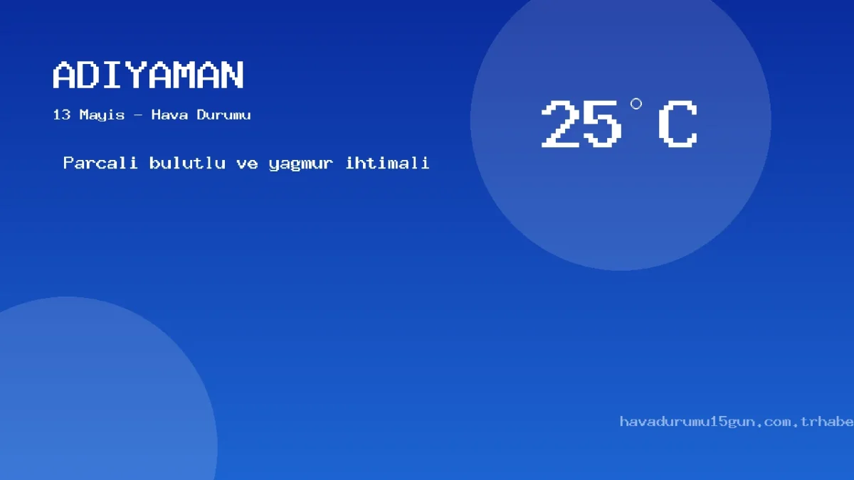 Adıyaman Meteoroloji Tahmini (13 Mayıs): Güncel Yağış Ve Sıcaklık Haritası