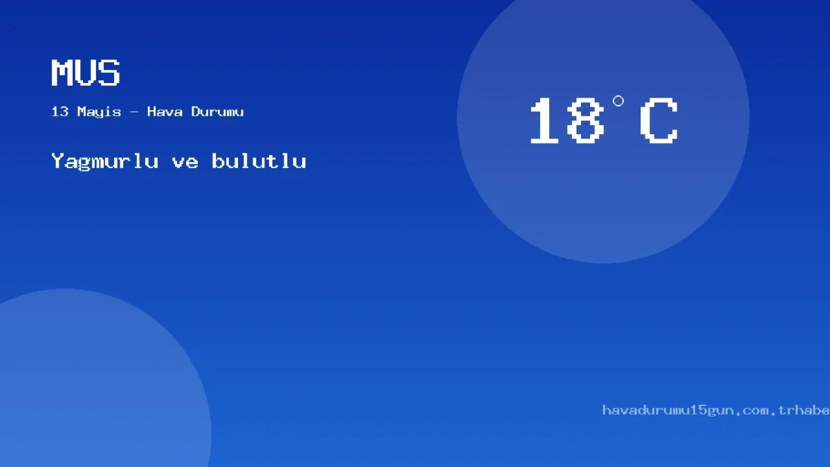 13 Mayıs Muş Hava Durumu Raporu: Bugün Hava Nasıl?